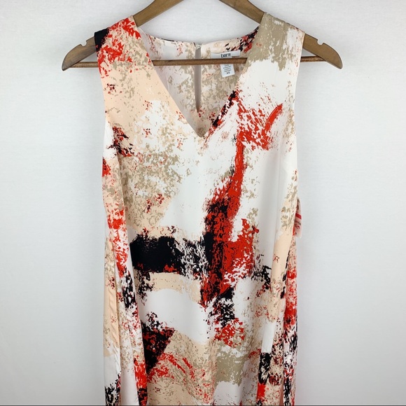 Bar III NWT Ivory Printed V Neck Midi Dress - Picture 2 of 8